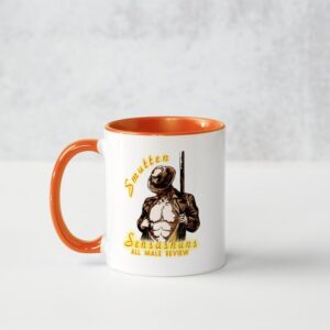 Smutten Sensashuns orange logo mug