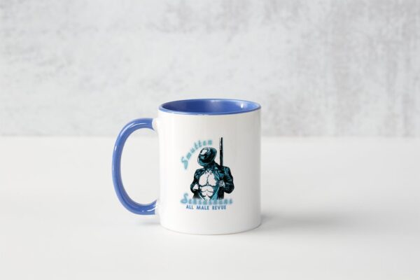 Smutten Sensashuns blue logo mug