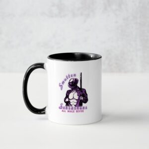 Smutten Sensashuns purple logo mug