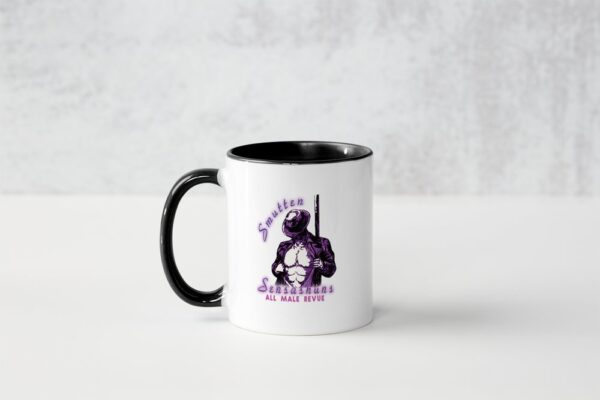 Smutten Sensashuns purple logo mug