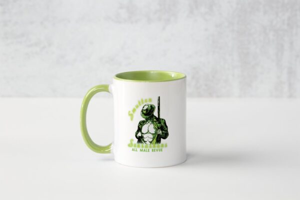 Smutten Sensashuns green logo mug